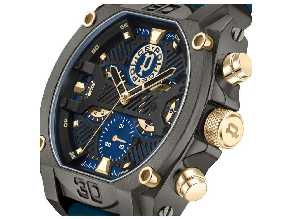 Police Norwood Navy Quartz Watch, PVD, 45 mm, Blue, PEWGQ0040001M