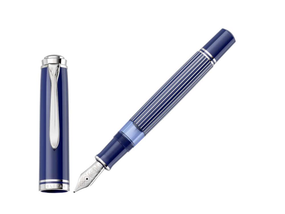 Pelikan M815 Metal Striped Blue Fountain Pen, Special Edition, 300014560