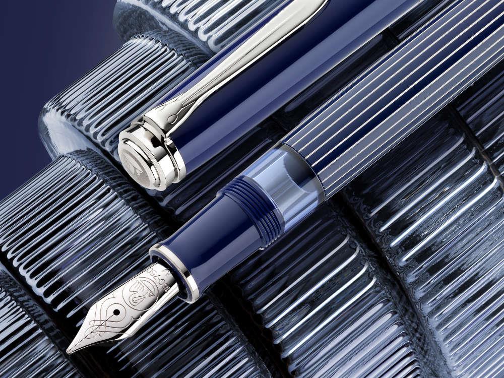 Pelikan M815 Metal Striped Blue Fountain Pen, Special Edition, 300014560