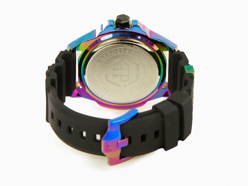 Philipp Plein The Skull Rainbow Quartz Watch, PVD, Black, 44 mm, PWAAA2123