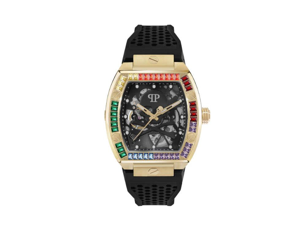 Philipp Plein The Skeleton Automatic Watch, PVD Gold, Black, 44 mm, PWBAA1623