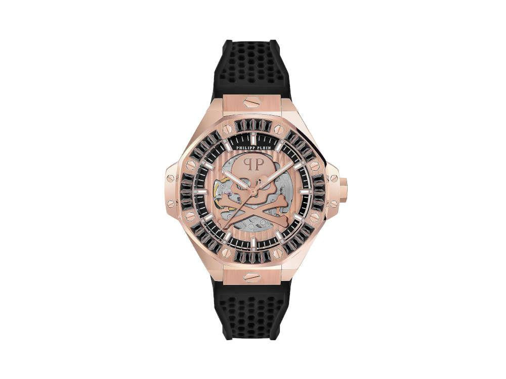 Philipp Plein Skeleton Royal Automatic Watch, Rose Gold, Black, 46mm, PWPFA0324