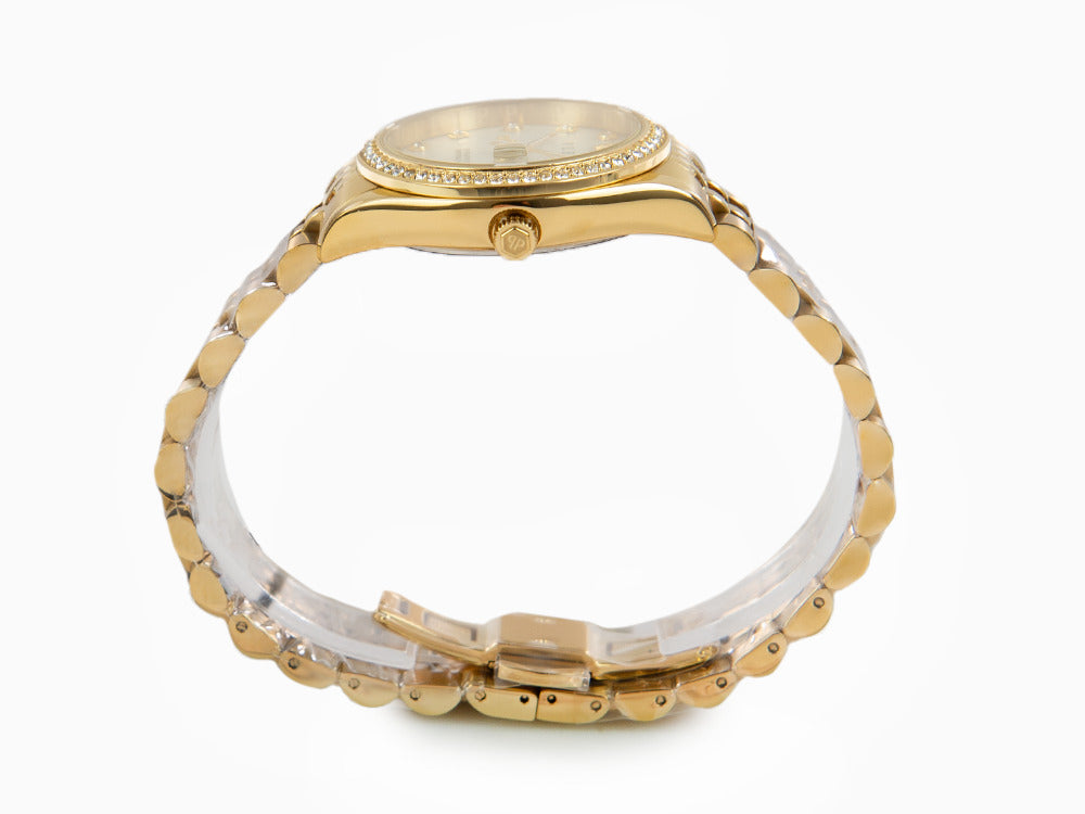 Philipp Plein Date Superlative Quartz Watch, PVD Gold, White, 34 mm, PWYAA0323