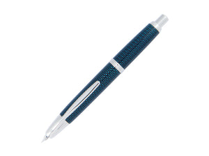 Pilot Capless Vanishing Blue Carbonesque Point Fountain Pen, Chrome