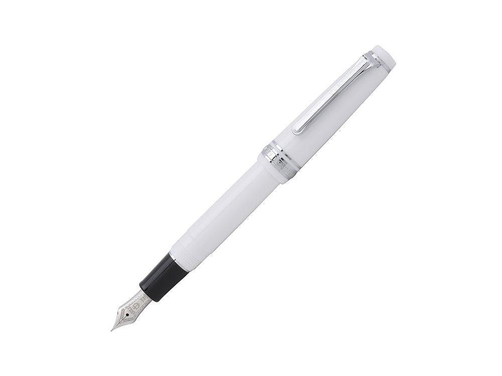 Sailor Professional Gear Slim Silver Fountain Pen, White, Rhodium