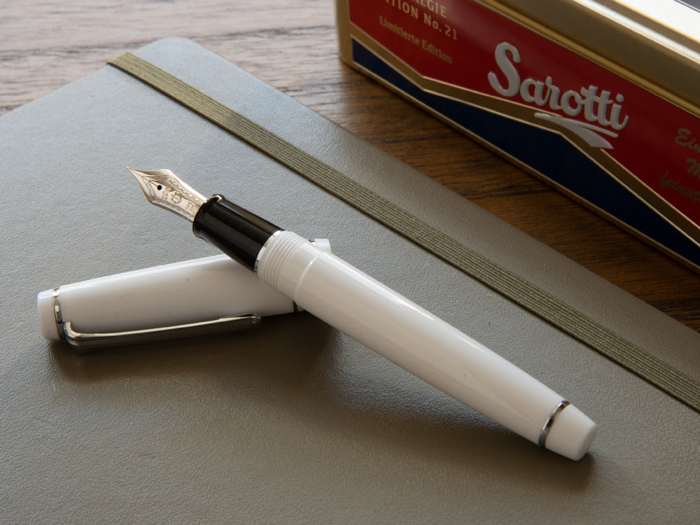 Sailor Professional Gear Slim Silver Fountain Pen, White, Rhodium