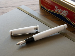 Sailor Professional Gear Slim Silver Fountain Pen, White, Rhodium