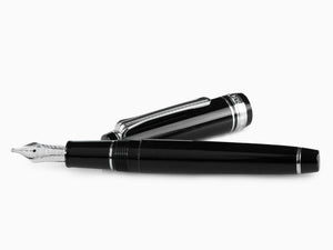 Sailor Professional Gear Slim Silver Fountain Pen, Black, Rhodium trim