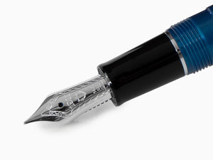 Sailor Professional Gear Slim Silver Fountain Pen, Metallic Blue