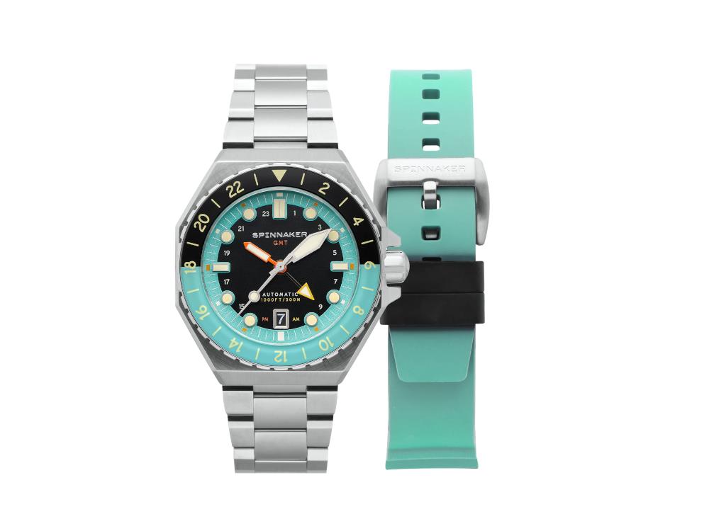 Spinnaker Dumas GMT Automatic Dark Turquoise  Watch, Black, 44 mm, SP-5119-33
