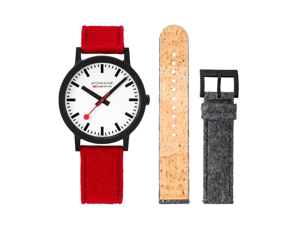 Set Mondaine Essence Quartz Watch, Ecological, White, 41 mm, MS1.41110.LC.SET