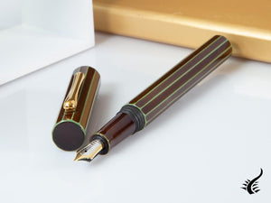 Taccia Kaku-Tate LE Thin Stripe Money Fountain Pen, Ebonite and Urushi