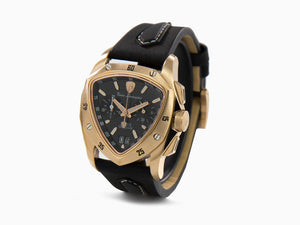 Tonino Lamborghini New Spyder Gold Quartz Watch, Black, 43 mm, Chrono, TLF-A13-7