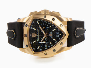 Tonino Lamborghini New Spyder Gold Quartz Watch, Black, 43 mm, Chrono, TLF-A13-7