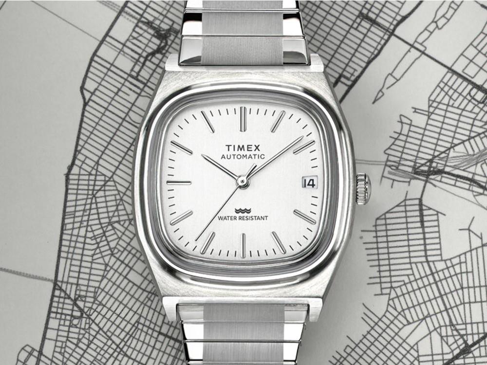 Timex E Line Automatic Watch, White, 34 mm, TW2W70800