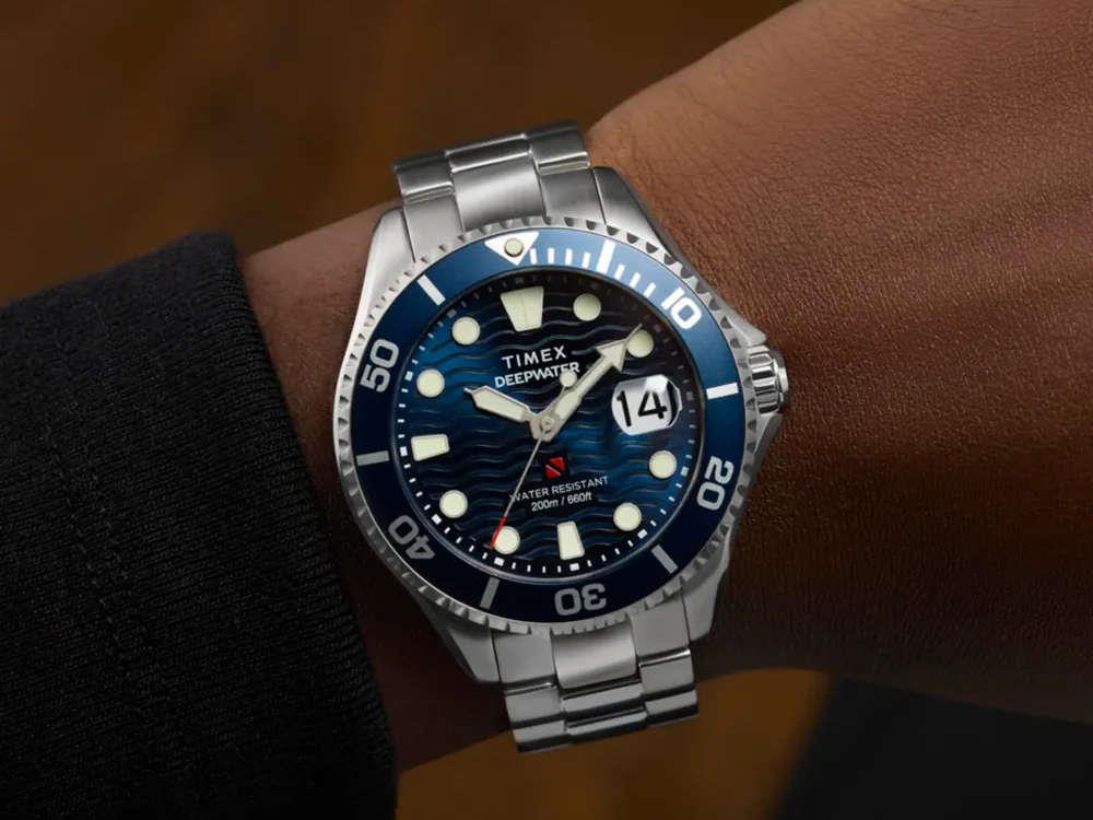 Timex DeepWater Meridian 200 Quartz Watch, Blue, 44 mm, TW2W81900