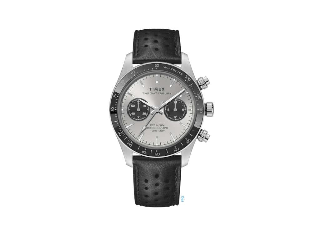 Timex Waterbury Heritage Quartz Watch, Silver, 39 mm, Chronograph, TW2Y19300