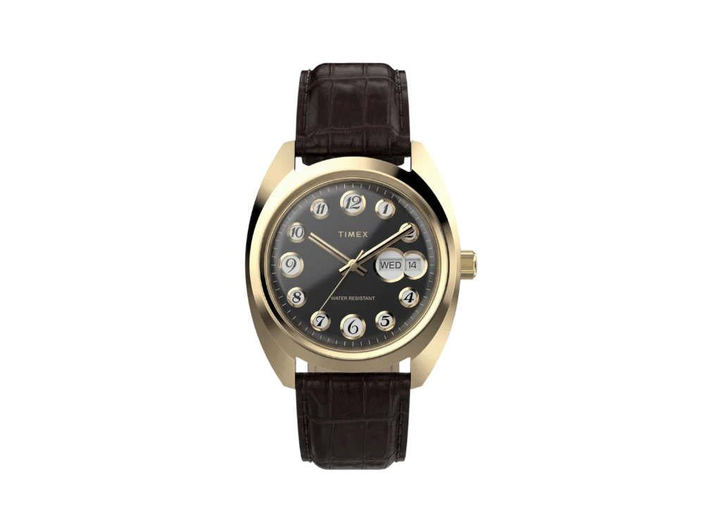 Timex Lab Reissue 1976 Quartz Watch, PVD Gold, Black, 37 mm, TW2Y82100