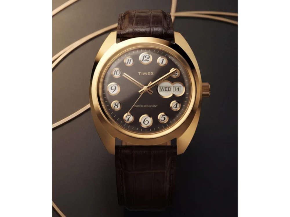 Timex Lab Reissue 1976 Quartz Watch, PVD Gold, Black, 37 mm, TW2Y82100