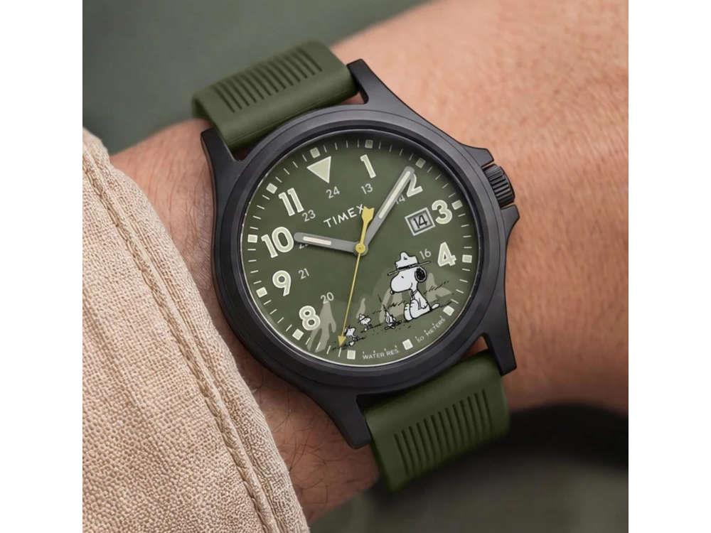 Timex Peanuts Expedition Acadia Quartz Watch, Resin, Green, 40 mm, TW2Y84600