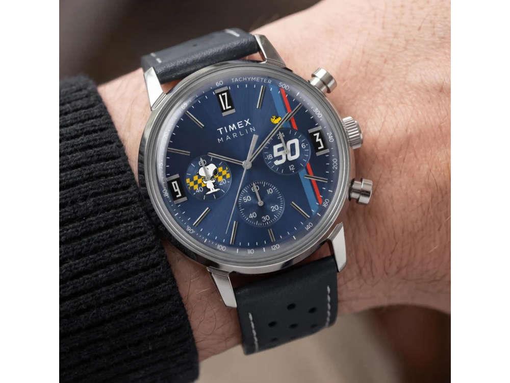 Timex Peanuts Marlin Quartz Watch, Blue, 40 mm, TW2Y85300