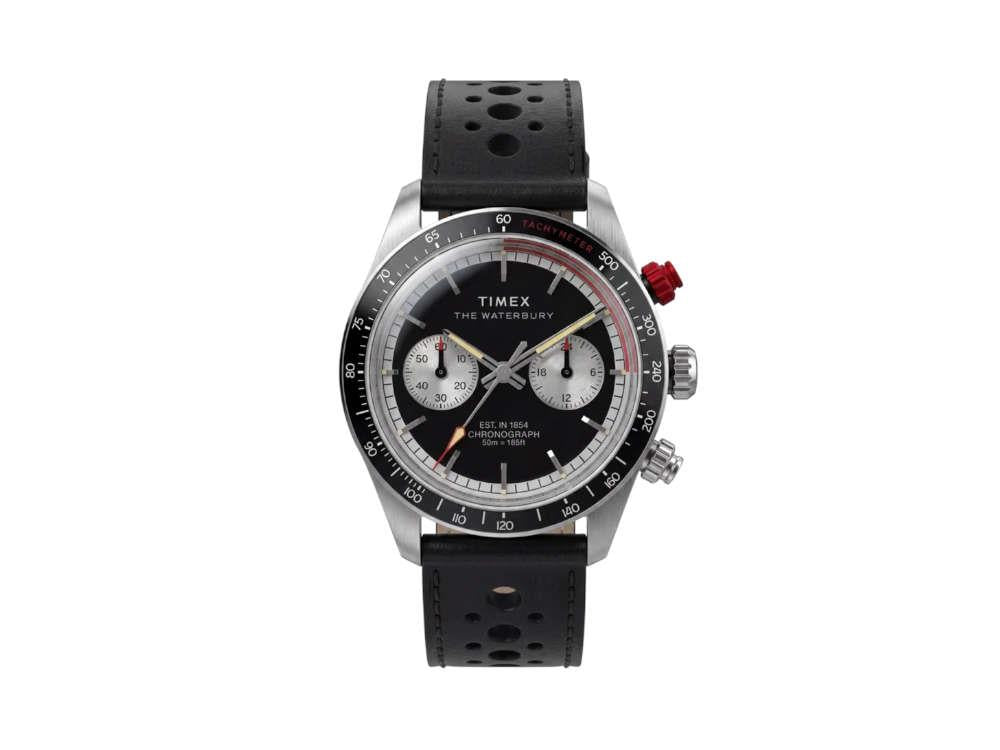 Timex The Waterbury Heritage Chronograph Quartz Watch, Black, 39 mm, TW2Y93300
