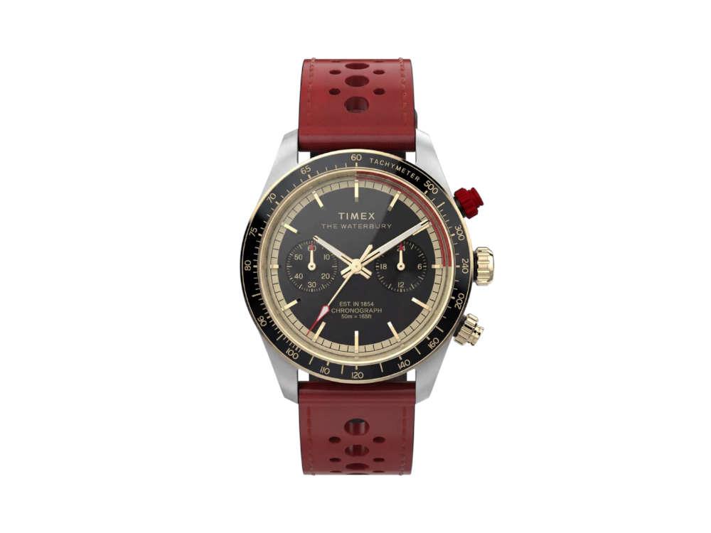 Timex The Waterbury Heritage Chronograph Quartz Watch, Black, 39 mm, TW2Y93400