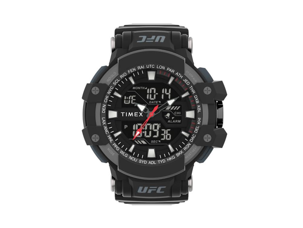 Timex UFC Colossus Quartz Watch, Polycarbonate, Black, 53 mm, TW5M51800