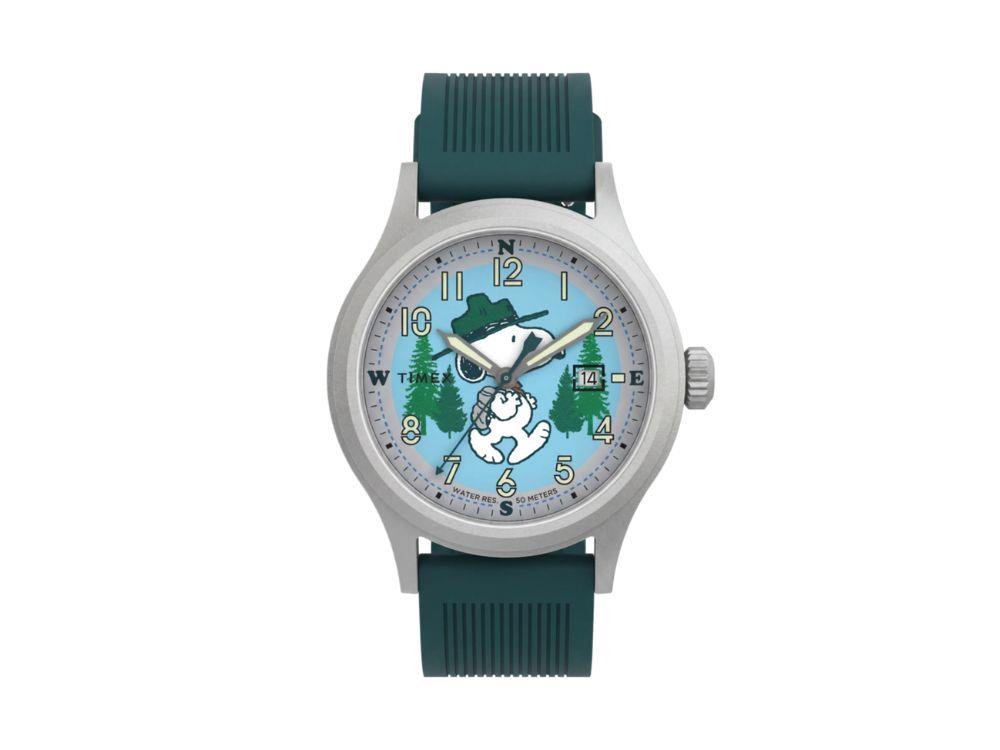 Timex Peanuts Time Expedition Scout Quartz Watch, Brass, Blue, 40 mm, TW2Y84800