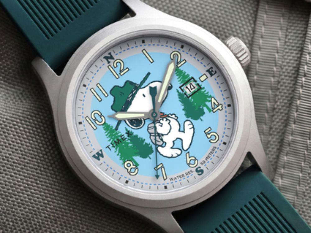 Timex Peanuts Time Expedition Scout Quartz Watch, Brass, Blue, 40 mm, TW2Y84800