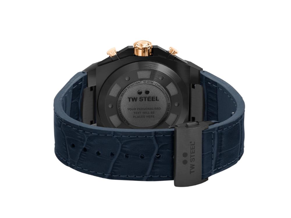 TW Steel Ceo Tech Quartz Watch, Blue, 45 mm, Leather strap, 10 atm, CE4086