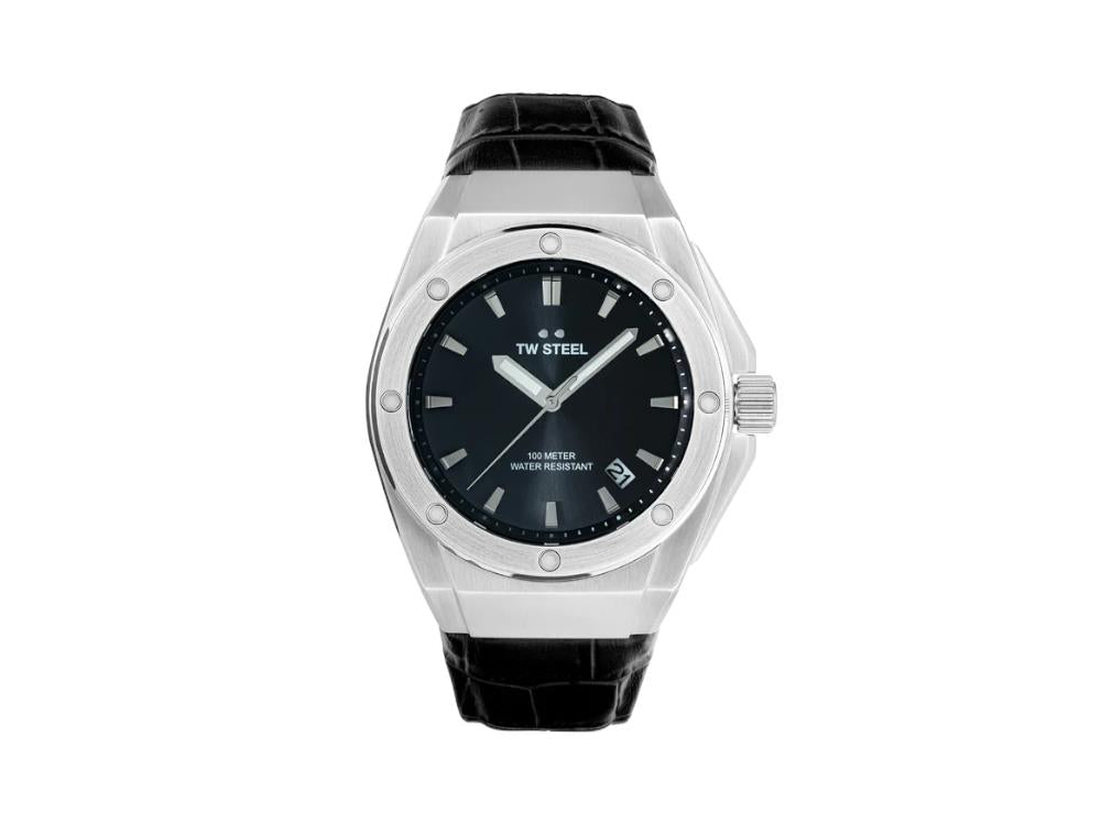 TW SteelCeo Tech 44mm Quartz Watch, Grey, 44 mm, Leather strap, 10 atm, CE4108