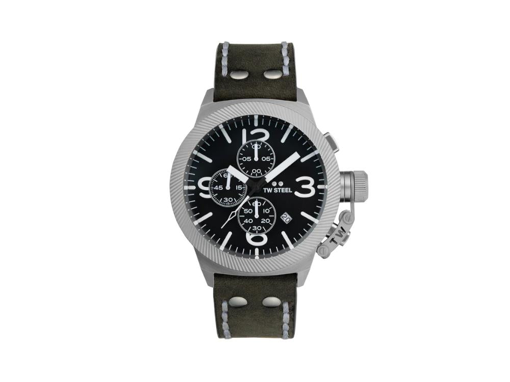 TW Steel Classic Canteen Quartz Watch, Grey, 45 mm, Leather strap, 10 atm, CS105