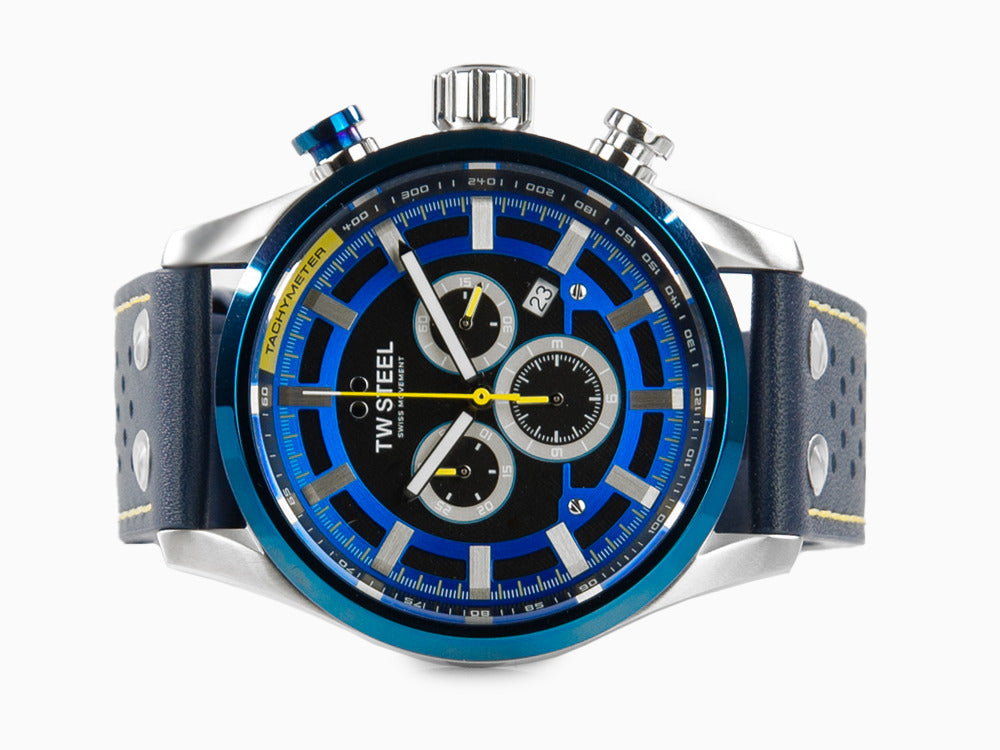 TW Steel Fast Lane Quartz Watch, Grey, 48 mm, Leather strap, 10 atm, SVS208