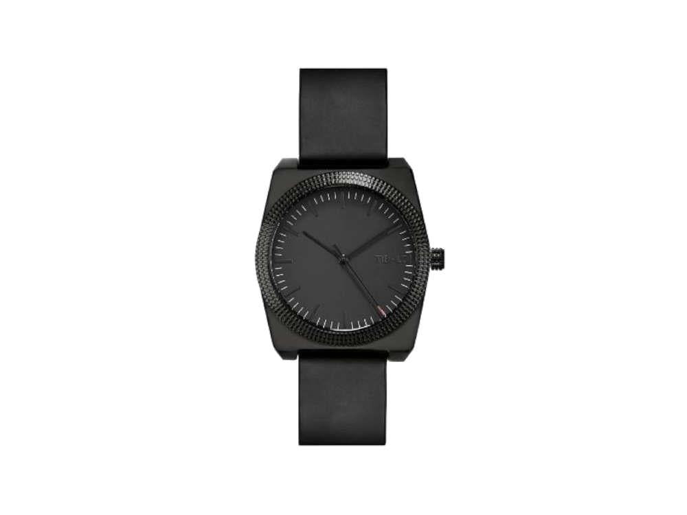 Tibaldi Men's Quartz Watch, Black, 39mm x 46mm, Leather strap, TMM-PVD-LT