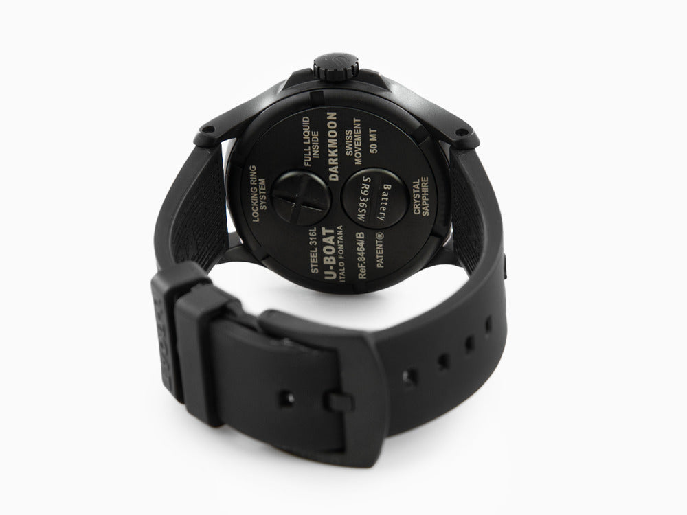 U-Boat Capsoil Darkmoon 44 IPB Quartz Watch, Black, 44 mm, Rubber, 8464/A