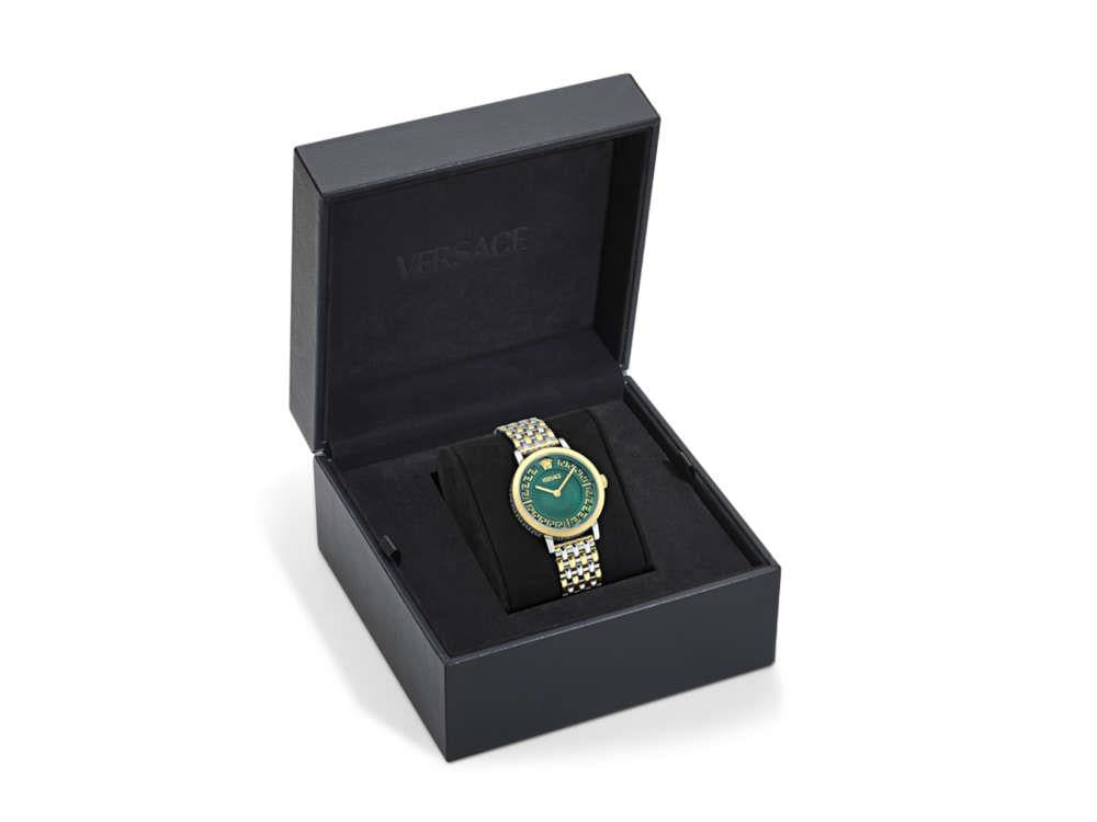 Versace Greca Fortuna Quartz Watch, PVD Gold, Green, 35 mm, VE0A00325