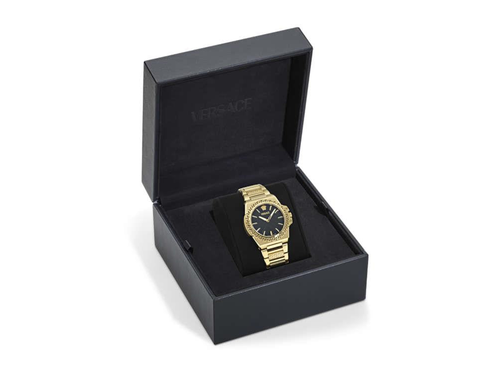 Versace Greca Reaction Quartz Watch, PVD Gold, Black, 38 mm, VE0D00525