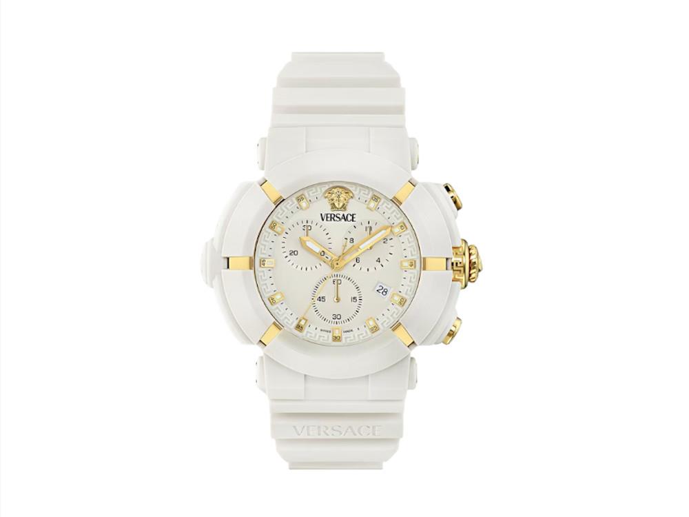 Versace Real Active ChronoQuartz Watch, Recycled Steel, White, 45 mm, VE0L00525