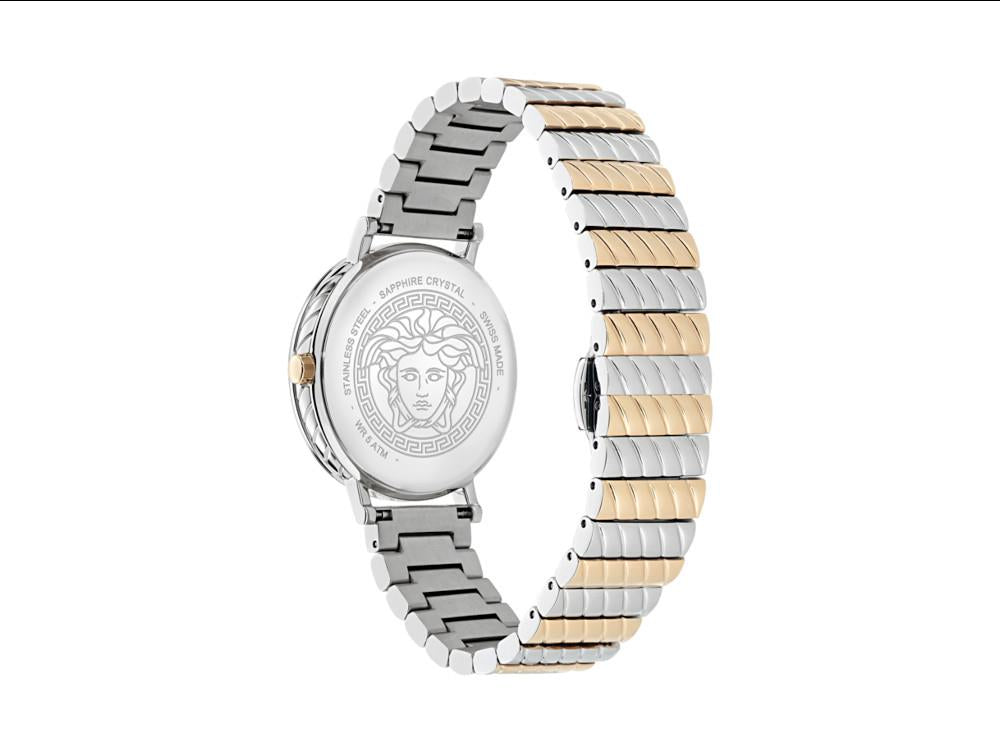 Versace Delphinus Quartz Watch, PVD Rose Gold, Silver, 35 mm, VE0O00325