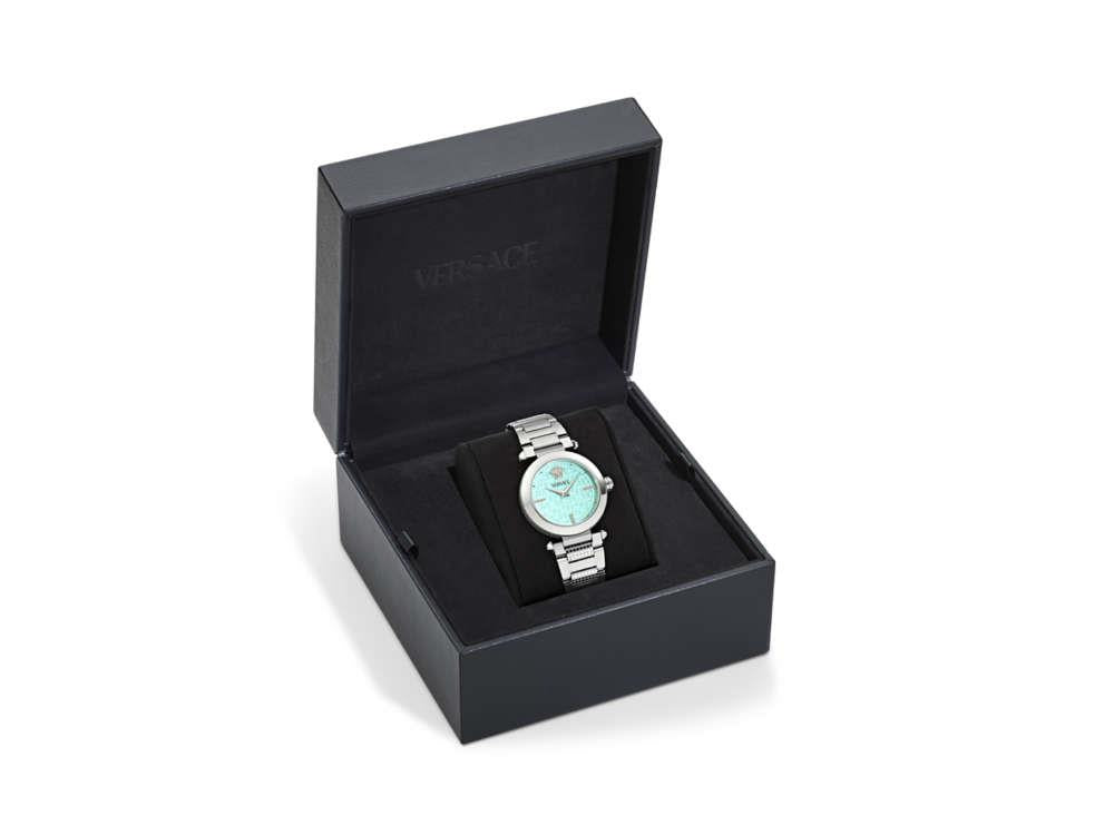 Versace Greek Quartz Watch, Turquoise, 35 mm, Sapphire Crystal, VE5B00225
