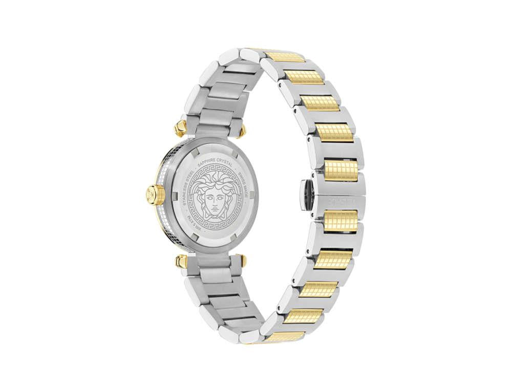 Versace Greek Quartz Watch, PVD Gold, Green, 35 mm, Sapphire Crystal, VE5B00525