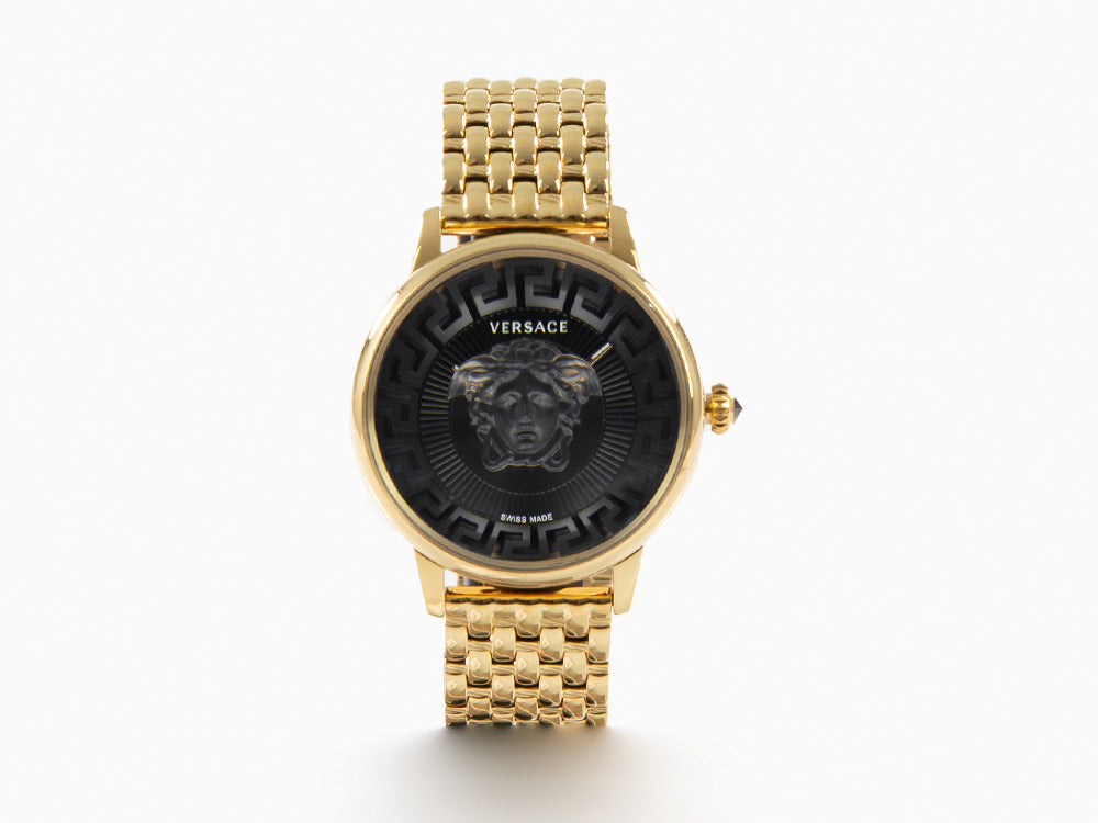 Versace Medusa Alchemy Quartz Watch, PVD Gold, Black, 38 mm, VE6F00523