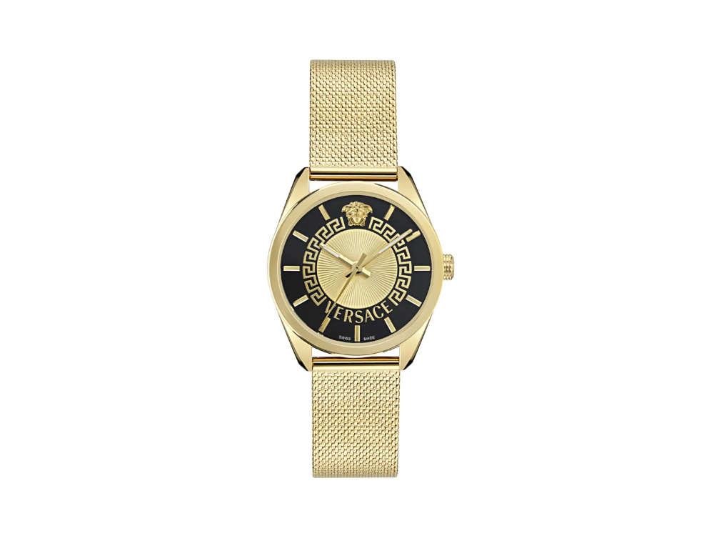 Versace New V Circle Quartz Watch, PVD Gold, 36 mm, Sapphire Crystal, VE8A00424