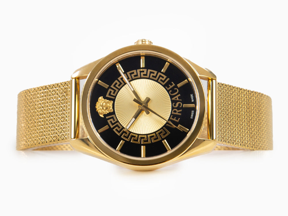 Versace New V Circle Quartz Watch, PVD Gold, 36 mm, Sapphire Crystal, VE8A00424