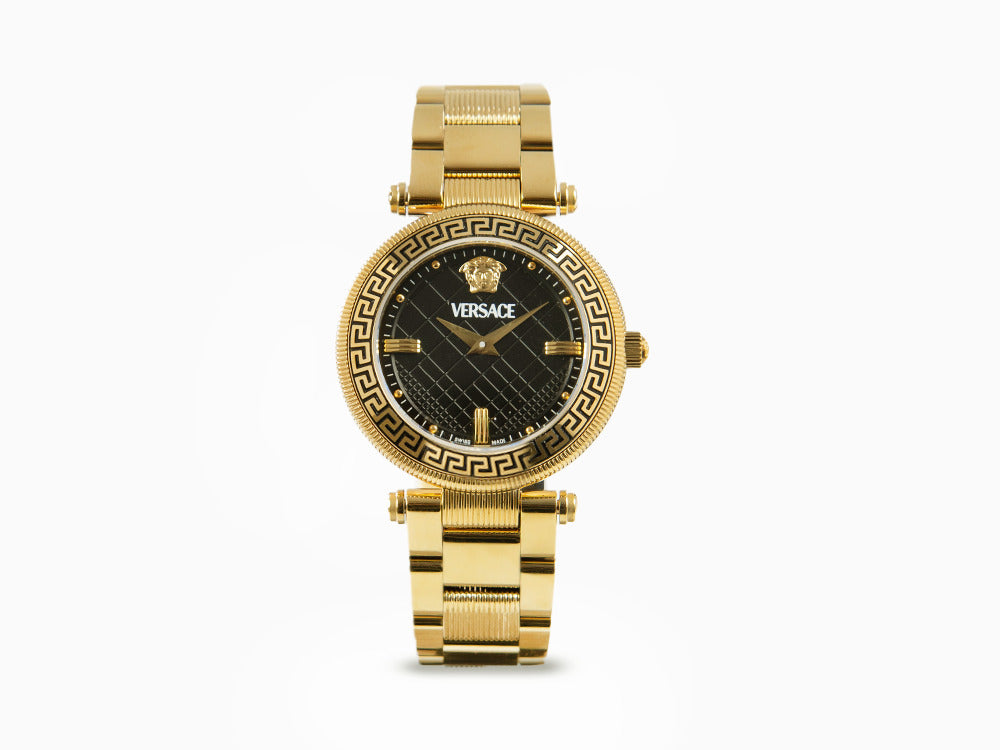 Versace Reve Quartz Watch, PVD Gold, Black, 35 mm, Sapphire Crystal, VE8B00624