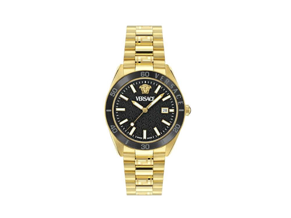 Versace V Dome Quartz Watch, PVD Gold, Black, 42 mm, Sapphire Crystal, VE8E00624