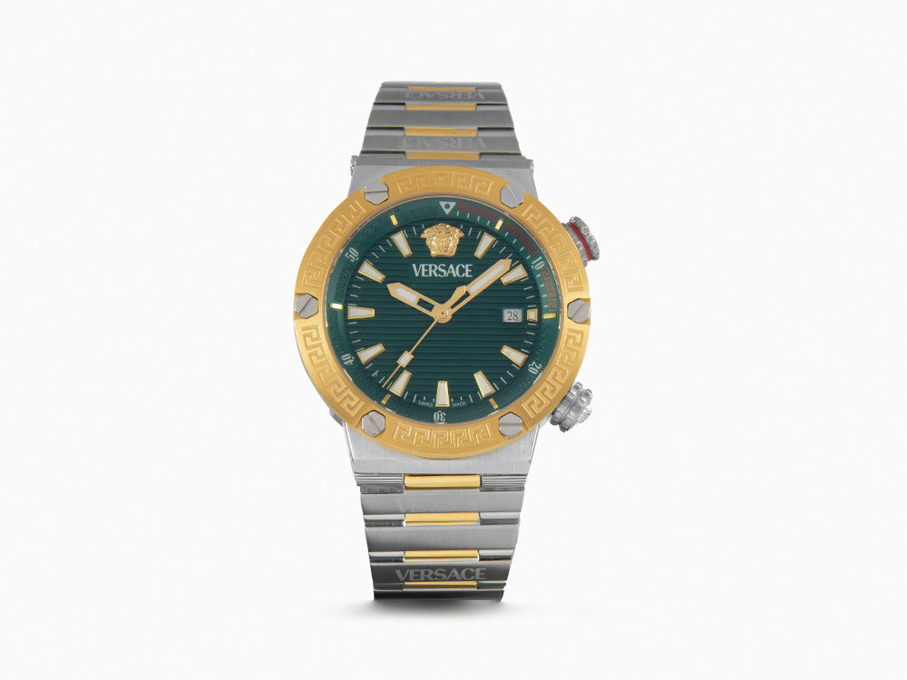 Versace Greca Logo Diver Quartz Watch, Green, 43 mm, Sapphire Crystal, VE8G00524