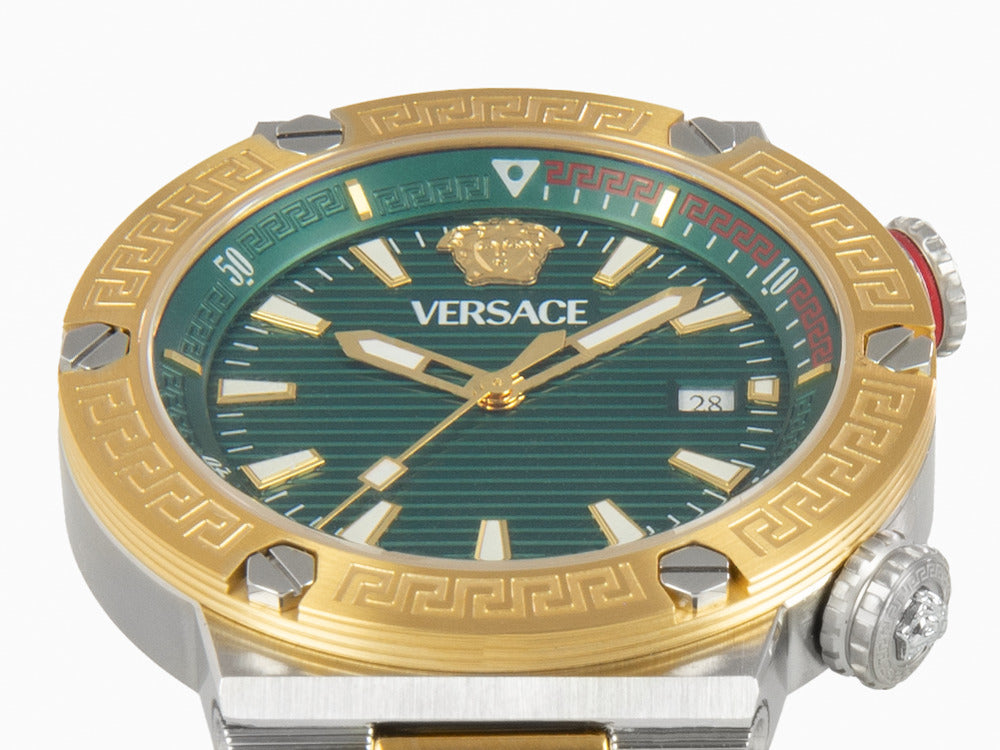 Versace Greca Logo Diver Quartz Watch, Green, 43 mm, Sapphire Crystal, VE8G00524