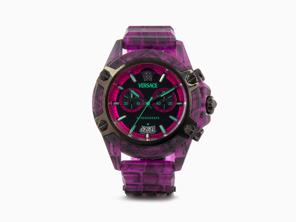 Versace Icon Active Quartz Watch, Polycarbonate, Black, 44 mm, VE8P00124